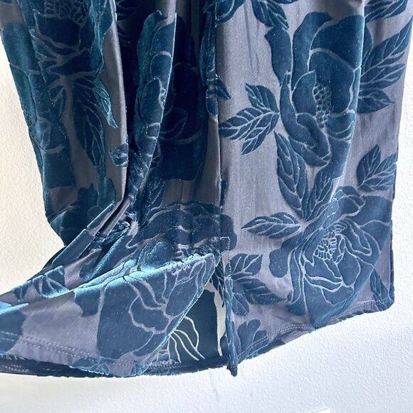 EUC Eva Rose Velvet Burnout Babydoll Dress Size M Dark Teal - Picture 8 of 16